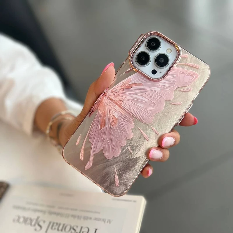 قاب پروانه لاکچری دخترانه آیفون۱۶پرو / آیفون ۱۶پرو / iphone16pro / iphone 16pro