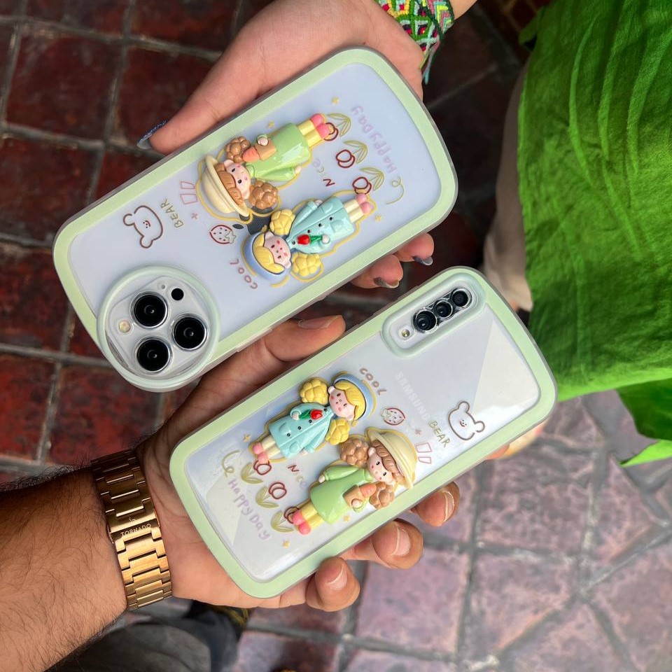 قاب happy day عروسک برجسته فانتزی آیفون14پرومکس / آیفون 14 پرومکس / iphone14promax