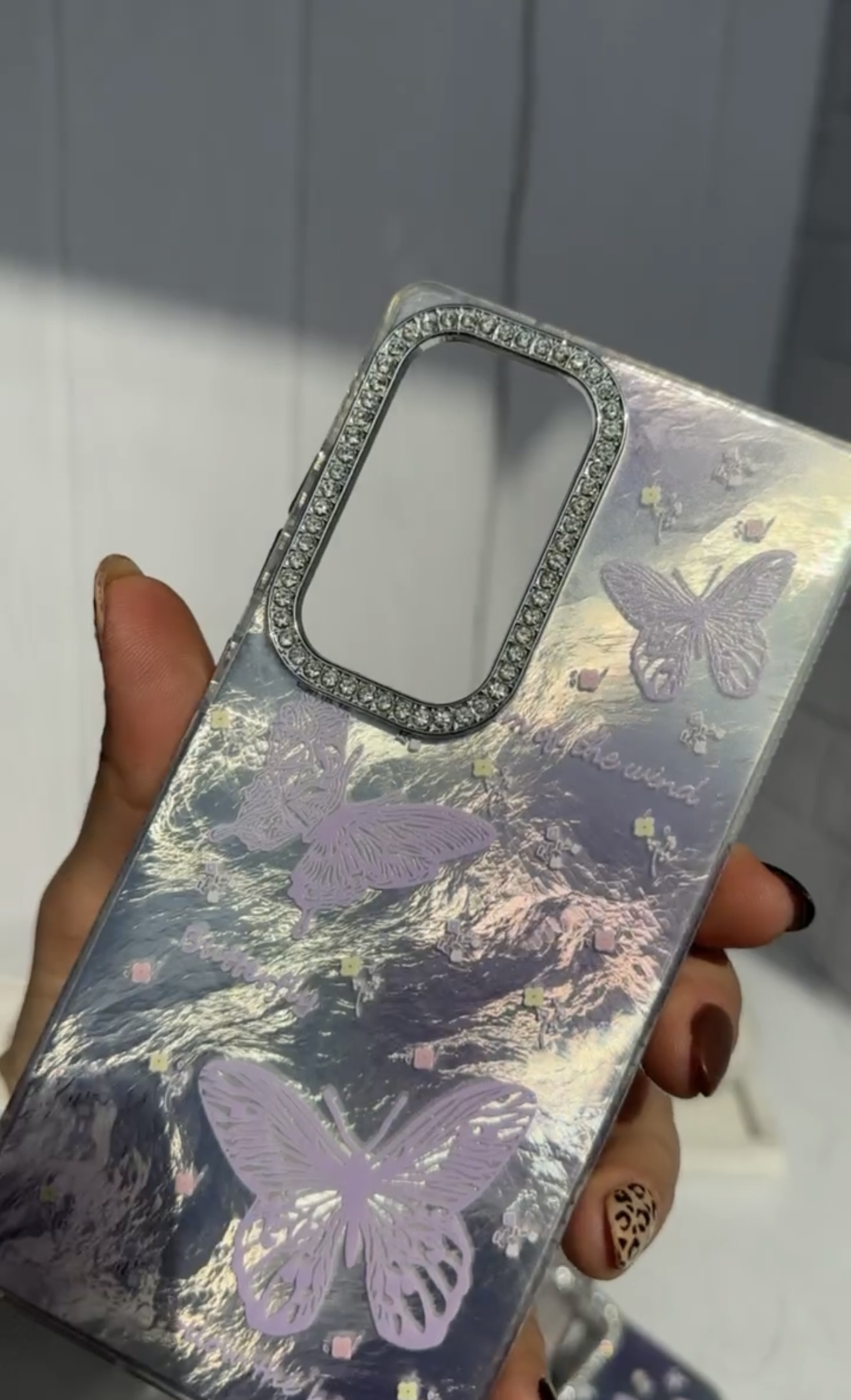 قاب کاور گارد پروانه بنفش خفن الماسی دورنگین butterfly آیفون13پرومکس / آیفون 13پرومکس / iphone13promax / iphone 13promax