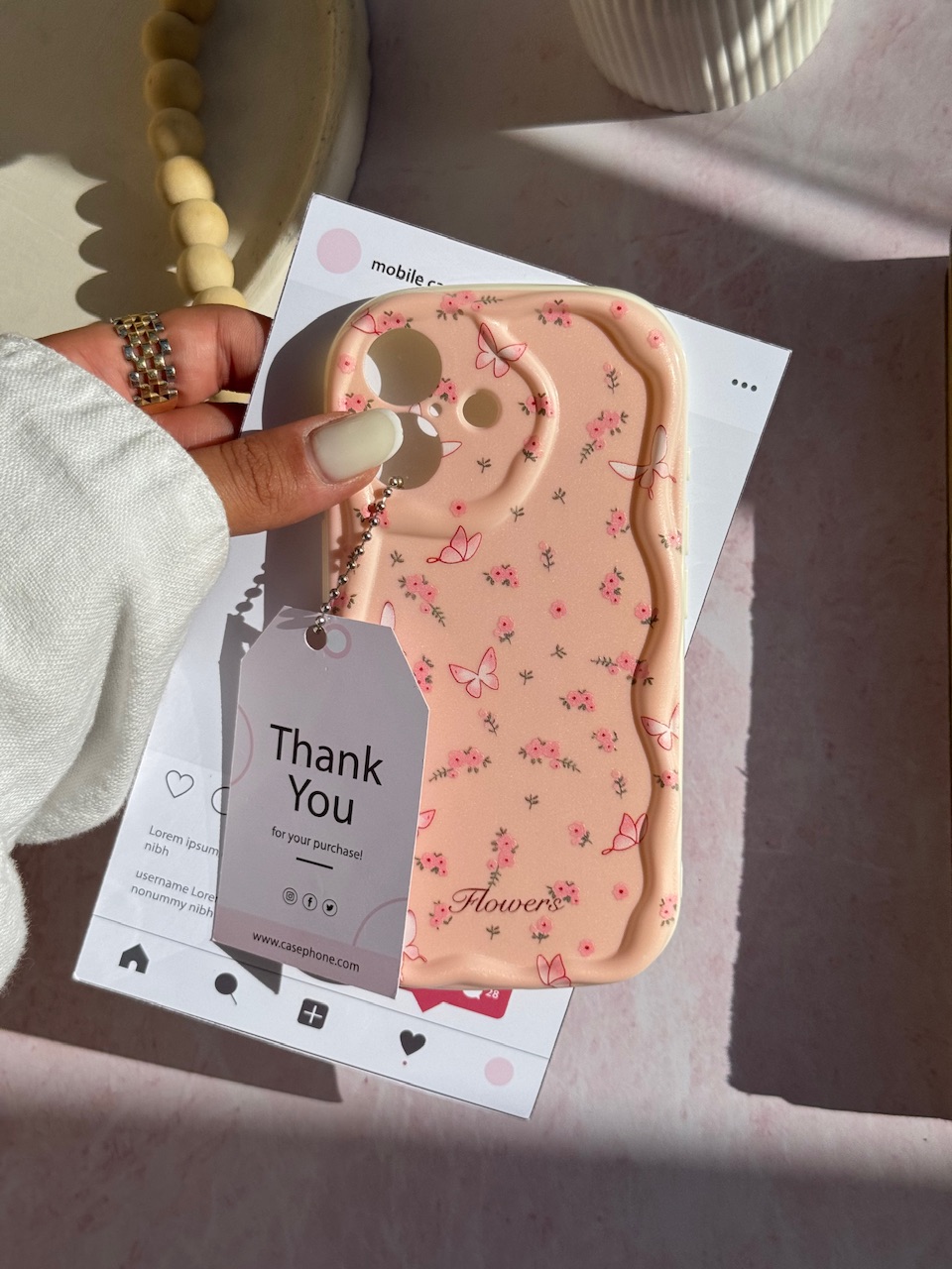 قاب Peachy Flowers & butterfly گل و پروانه ریز صورتی شیائومی  pocox3 pro / pocox3pro/ پوکو ایکس3پرو