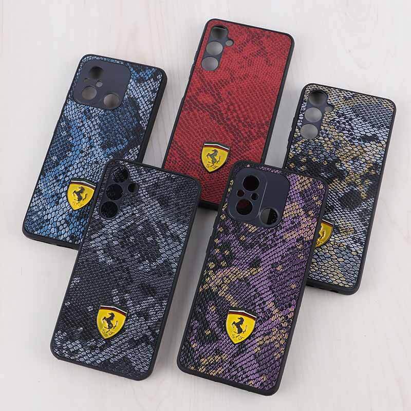 قاب طرح فراری Ferrari و اسب لوگو برجسته سامسونگ آ05 / آ 05 / a05 / A05 / A 05 رنگ مشکی طوسی
