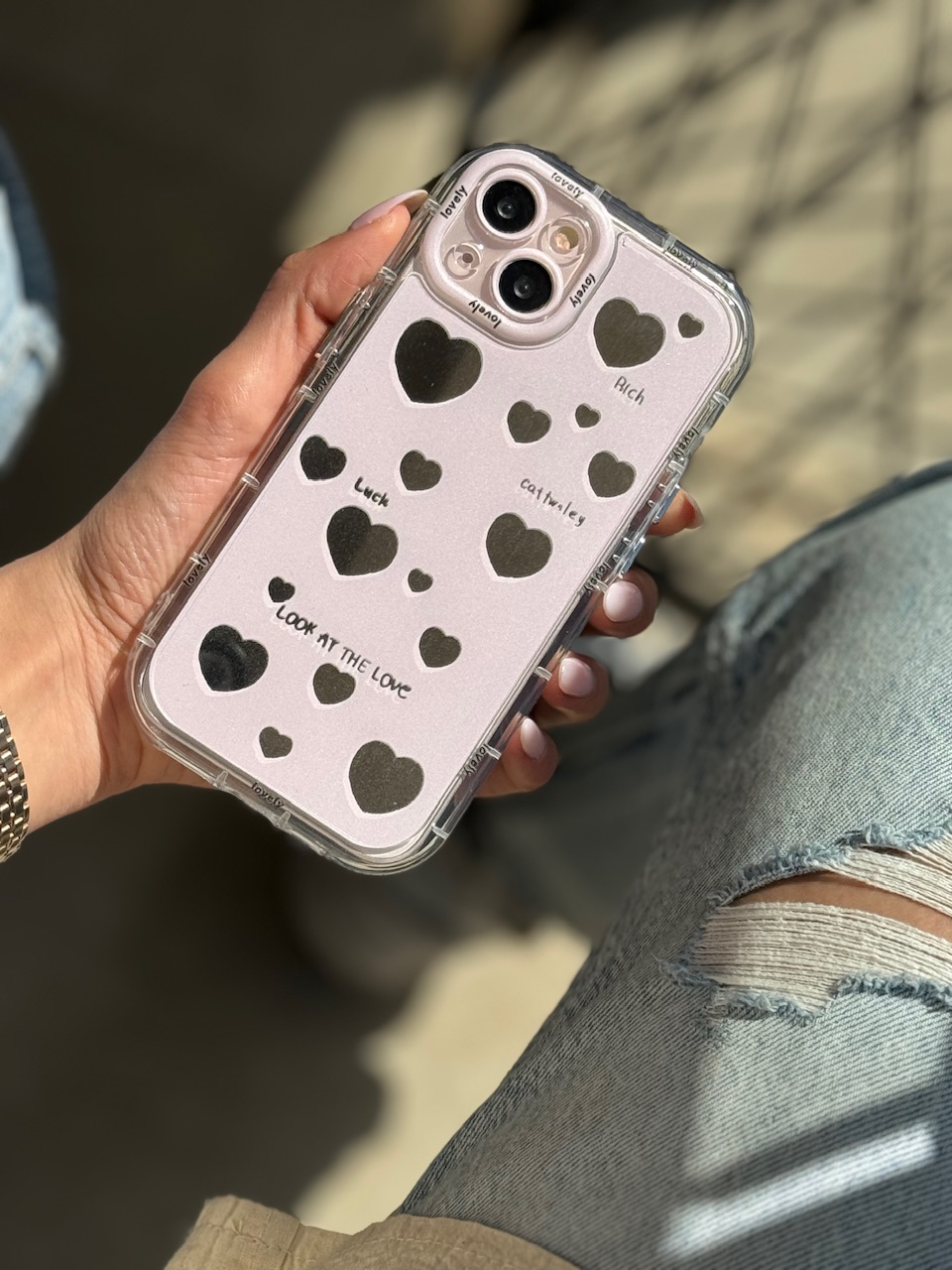 قاب قلب صورتی Look at the love آیفون۱۴پرومکس / آیفون ۱۴ پرومکس / iphone14promax / iphone 14 promax