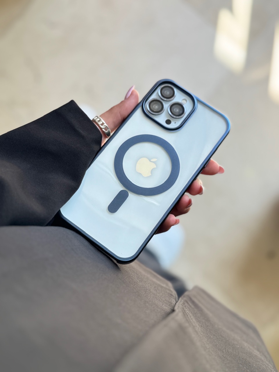 قاب مگ سیف لاکچری مات سرمه ای شیک آیفون14پرومکس / آیفون 14 پرومکس / iphone 14promax