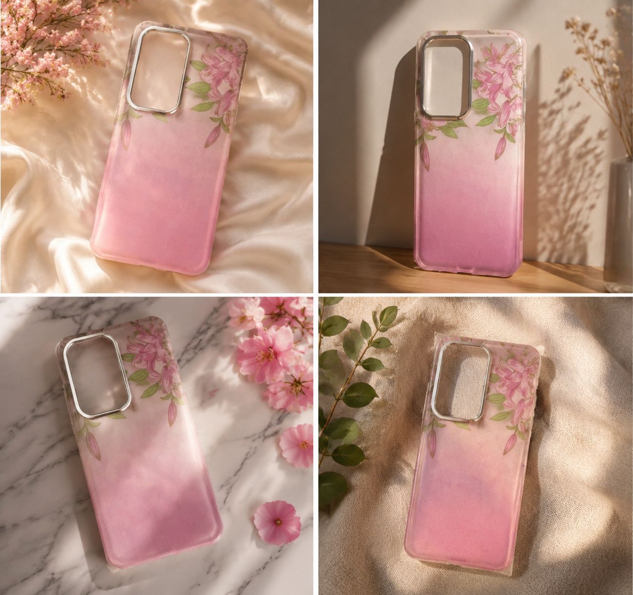 قاب کاور گارد طرح دار گل صورتی و برگ flower سامسونگ اس25الترا / اس 25 الترا / s25ultra / s 25 ultra