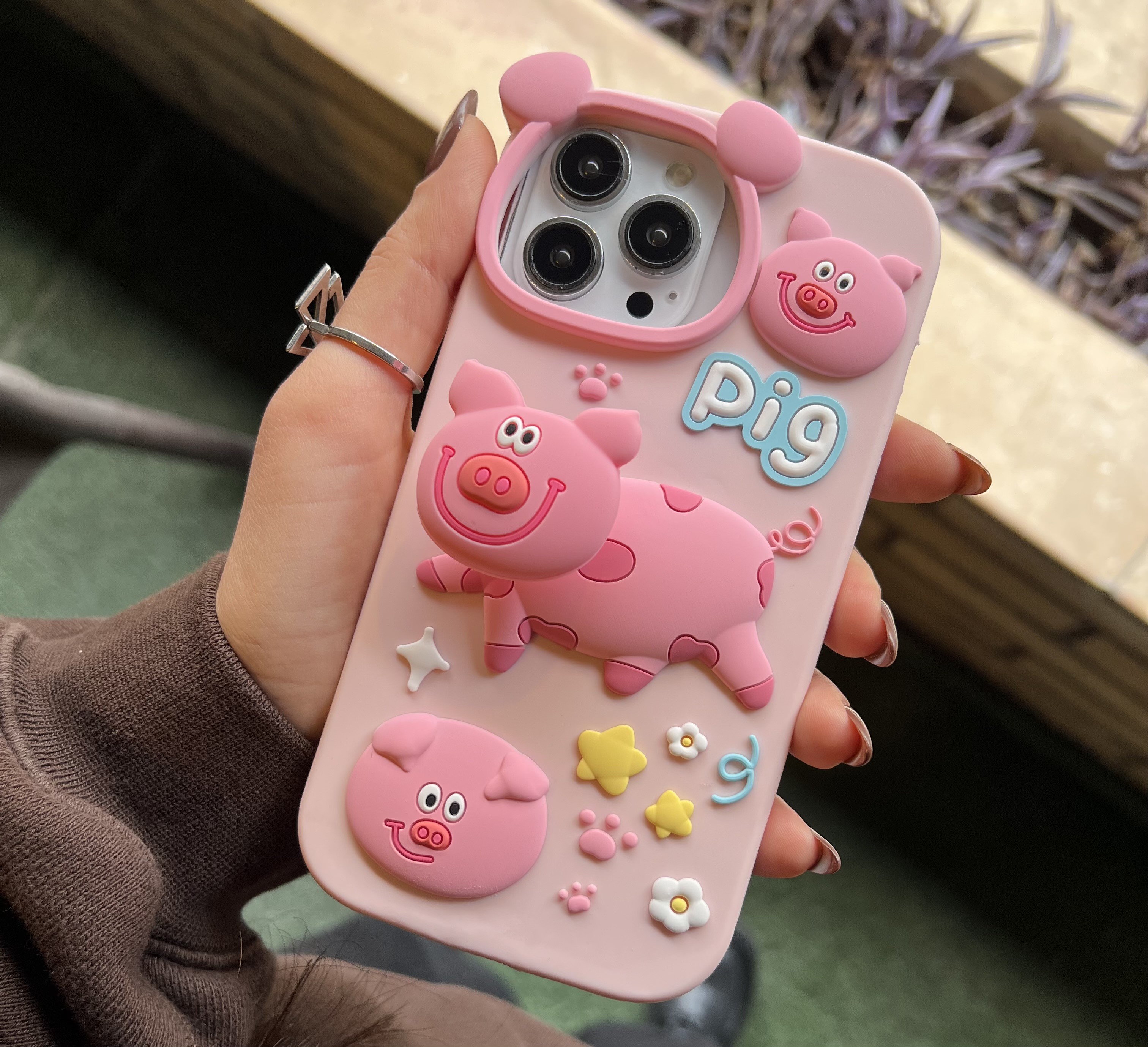 قاب piggy فنری خوک سیلیکونی فانتزی آیفون15پرومکس / آیفون 15پرومکس / iphone15promax / iphone 15promax