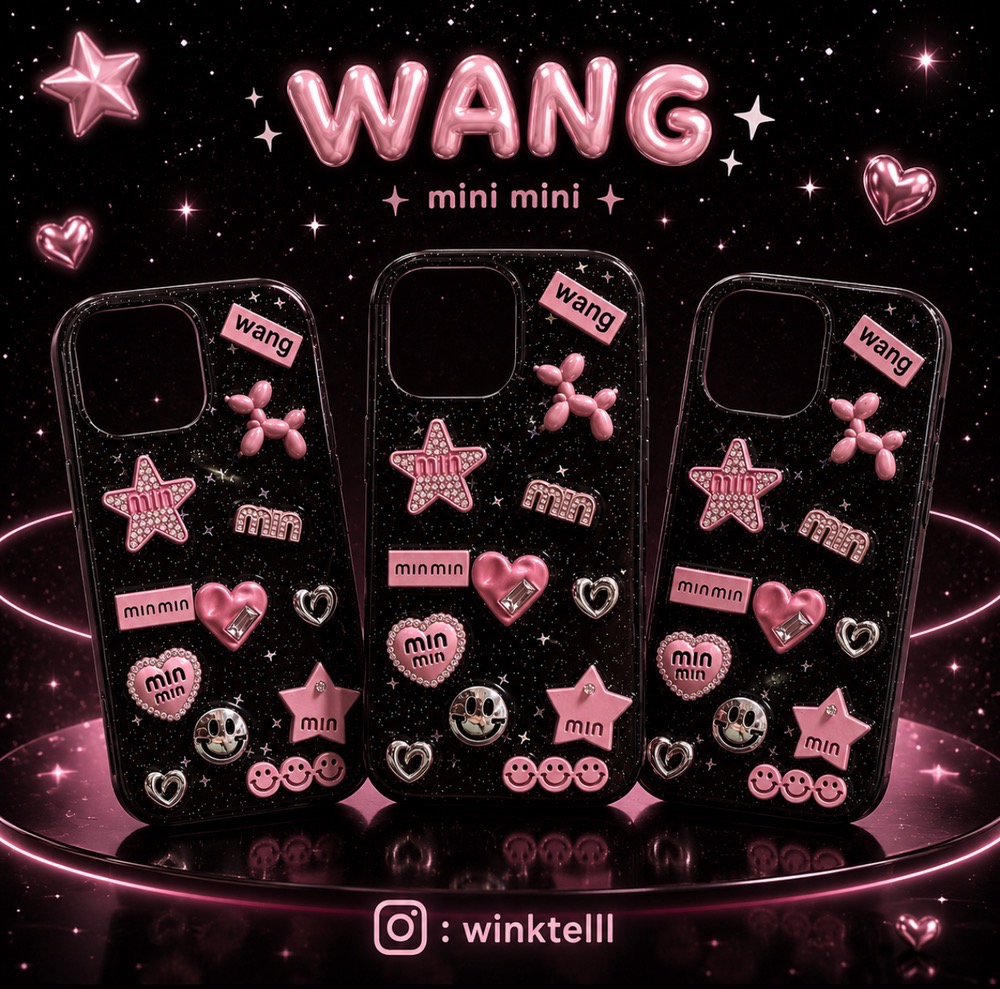 قاب min min wang اموجی و ستاره و قلب الماسی نگینی فانتزی آیفون15پرو / آیفون 15پرو / iphone15pro / iphone 15pro