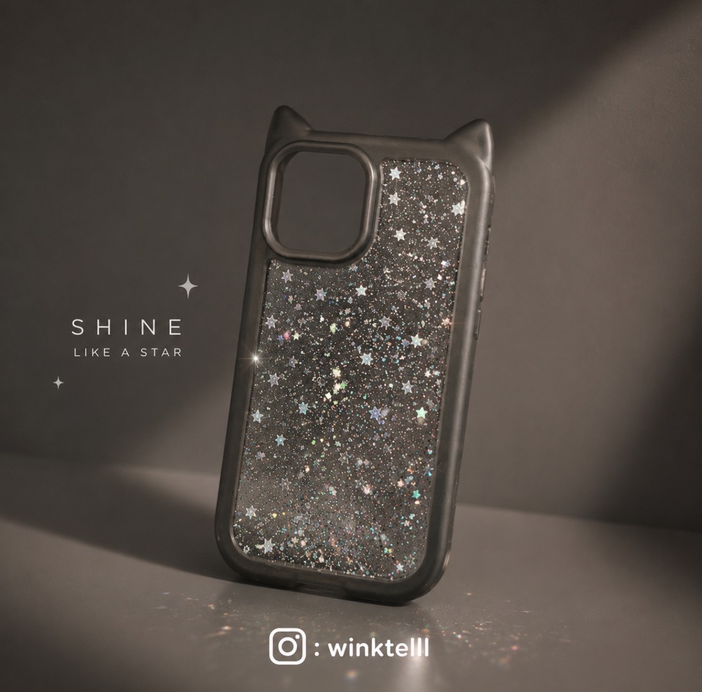 قاب کاور گارد گربه شاین اکلیلی ستاره ای شفاف تیره برای آیفون ۱۳ / آیفون۱۳ / iphone13 / iphone 13