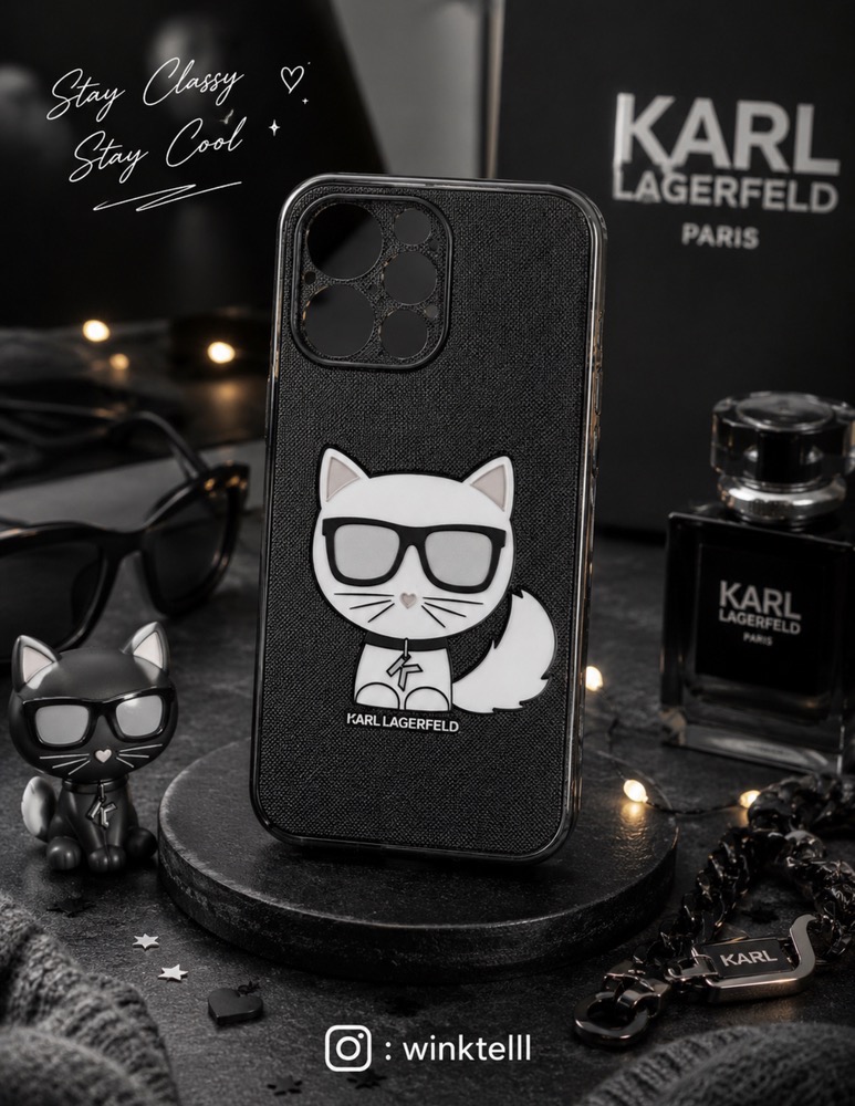 قاب کاور گارد گربه سفید karl lagerfeld برای آیفون ۱۳ / آیفون۱۳ / iphone13 / iphone 13