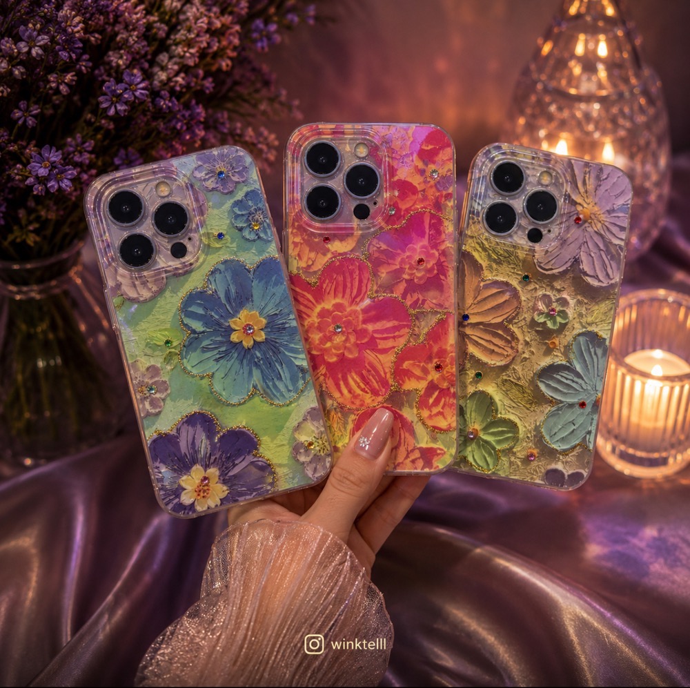 قاب کاور گارد گل FLOWER الماسی اکلیلی جذاب برای گوشی موبایل آیفون ۱4پرومکس / 14 پرومکس / 14promax / 14 promax
