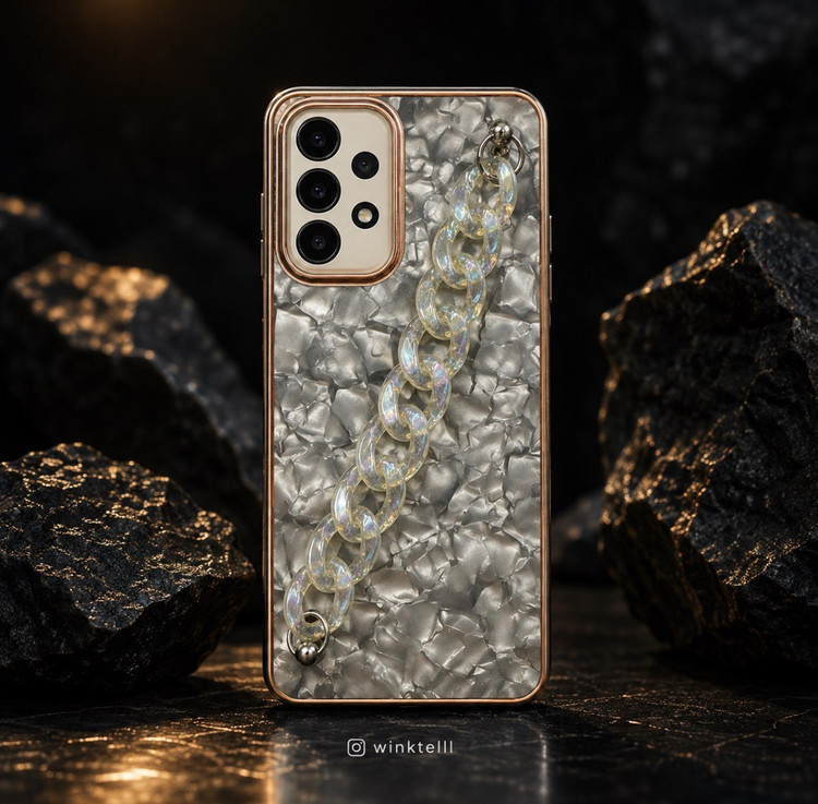 قاب کاور گارد پاپیون شیشه ای خفن بندآویز زنجیر دار نوت11 / نوت11 اس / NOTE11 / NOTE11S مشترک با نوت11 اس رنگ طوسی