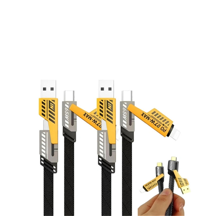 کابل شارژ ۴ کاره کنفی اورجینال طول ۱.۲ متر باکیفیت عالی .usb به type c و لایتنینگ و type c به لایتنینگ