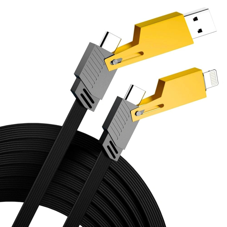 کابل شارژ ۴ کاره کنفی اورجینال طول ۱.۲ متر باکیفیت عالی .usb به type c و لایتنینگ و type c به لایتنینگ