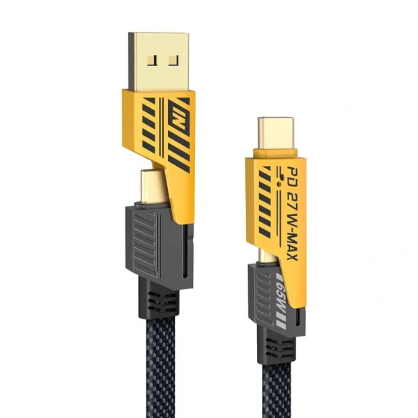 کابل شارژ ۴ کاره کنفی اورجینال طول ۱.۲ متر باکیفیت عالی .usb به type c و لایتنینگ و type c به لایتنینگ