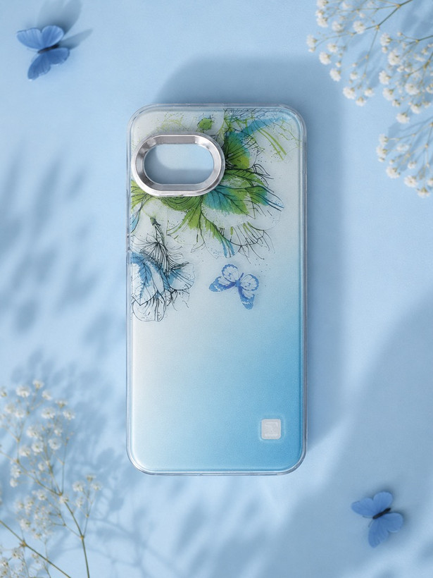 قاب کاور گارد طرح دار گل و پروانه آبی ترند butterfly blue سامسونگ A16 / آ16 / آ 16 / A 16 / a16