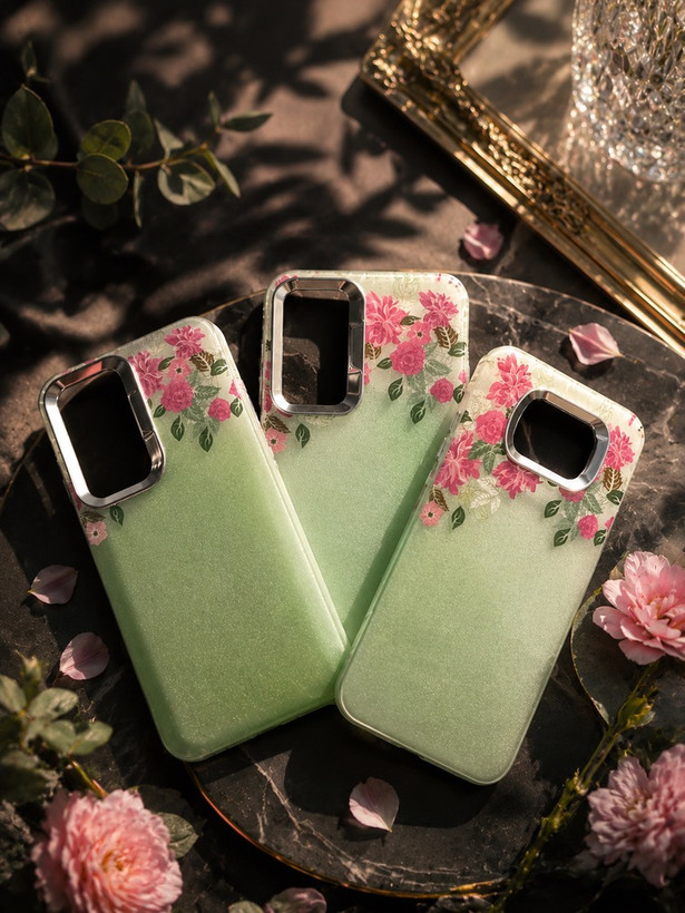 قاب کاور گارد طرح دار گل صورتی ترند با بکگراند سبز flower سامسونگ A20s / آ20اس / آ 20 اس / A 20 s / a20s