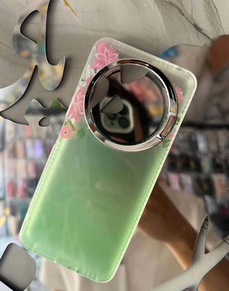 قاب کاور گارد طرح دار گل صورتی ترند با بکگراند سبز flower شیائومی ردمی14سی / ردمی 14سی / redmi14c / redmi 14c مشترک با poco c75 و redmi a4