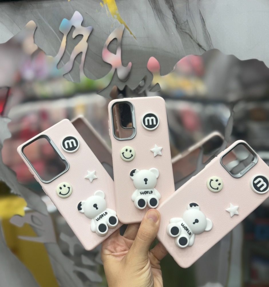 قاب کاور گارد فانتزی عروسکی خرس برجسته سفید bear emoji برای گوشی موبایل سامسونگ A26 / A 26 / آ26 / آ 26
