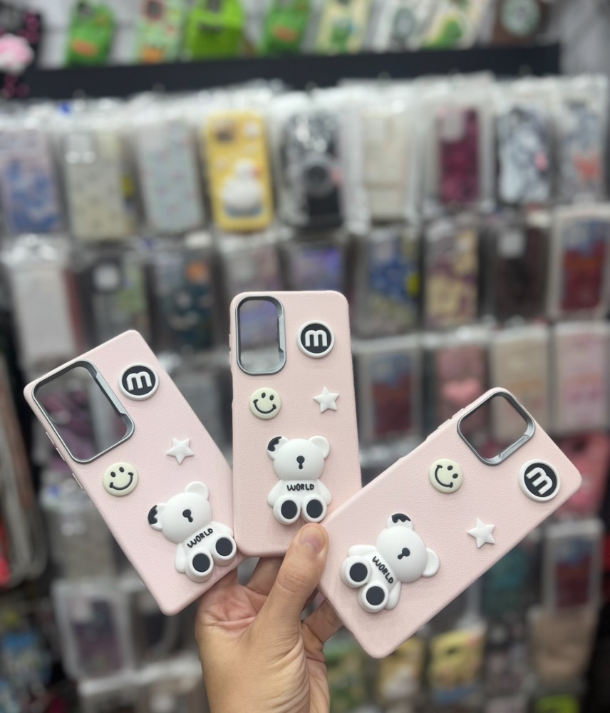 قاب کاور گارد فانتزی عروسکی خرس برجسته سفید bear emoji برای گوشی موبایل سامسونگ A06 / A 06 / آ06 / آ 06