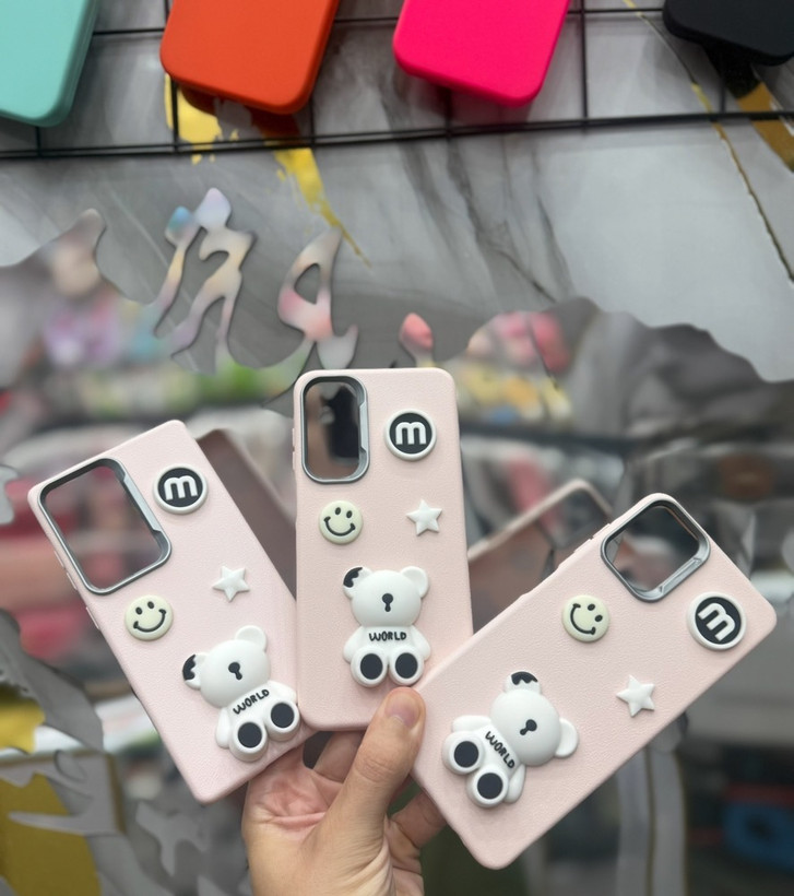 قاب کاور گارد فانتزی عروسکی خرس برجسته سفید bear emoji برای گوشی موبایل سامسونگ A06 / A 06 / آ06 / آ 06