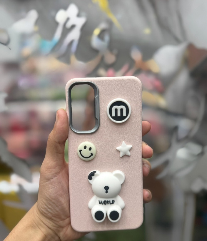 قاب کاور گارد فانتزی عروسکی خرس برجسته سفید bear emoji برای گوشی موبایل سامسونگ A06 / A 06 / آ06 / آ 06