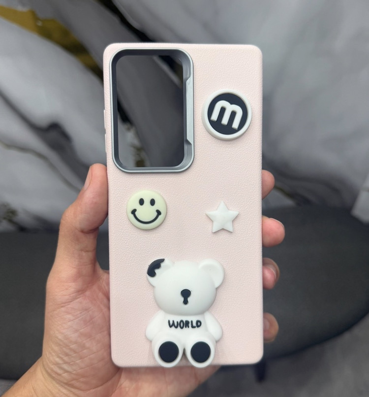 قاب کاور گارد فانتزی عروسکی خرس برجسته سفید bear emoji برای گوشی موبایل سامسونگ A06 / A 06 / آ06 / آ 06