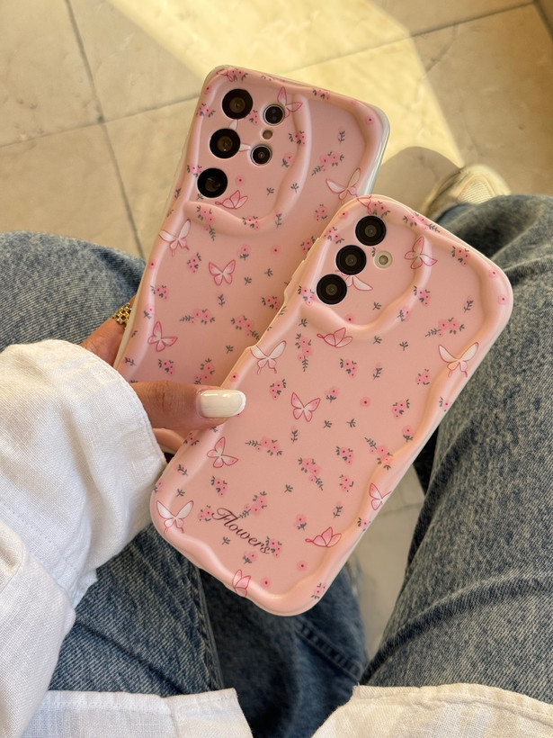 قاب Peachy Flowers & butterfly گل و پروانه ریز صورتی آیفون ۱4پرومکس / 14 پرومکس / 14promax / 14 promax