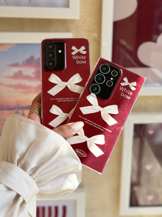 قاب کاور گارد چری white bow سامسونگ A12 / آ12 / آ 12 / A 12 رنگ RED پاپیون