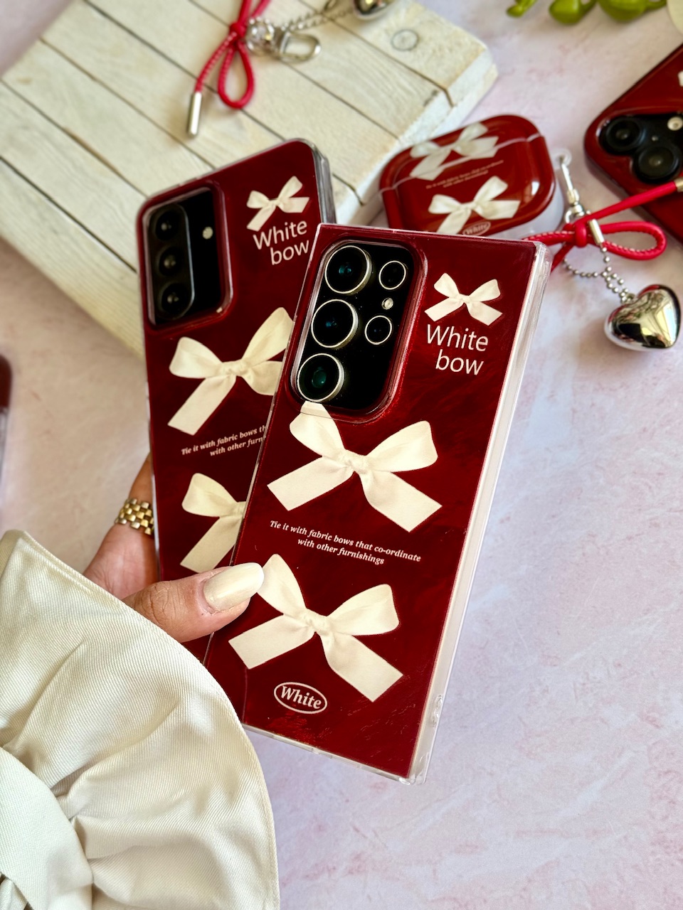 قاب کاور گارد چری white bow نوت14 / نوت 14 / note14 / note 14 رنگ RED پاپیون