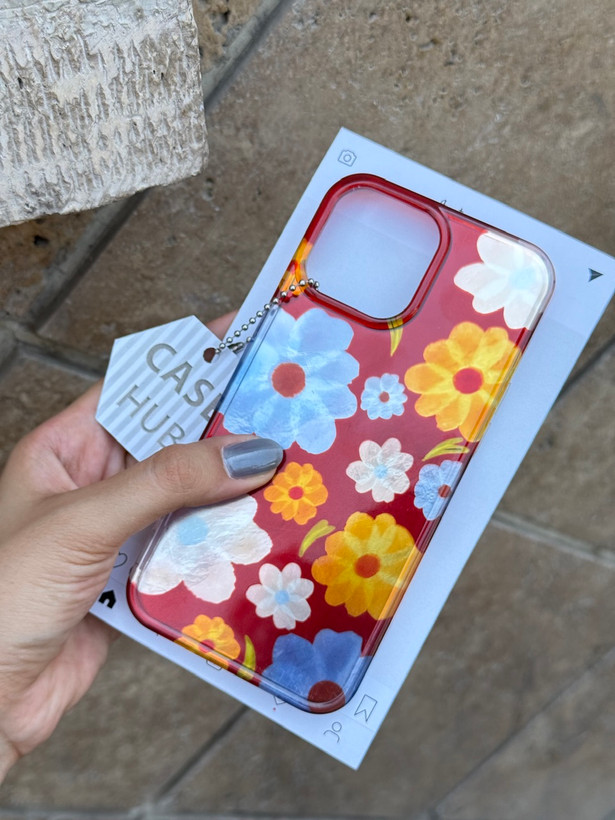قاب کاور گارد گل قرمز و آبی flower red blue آیفون13 مشترک با آیفون14 / آیفون 13 / آیفون 14 / iphone13 / iphone14