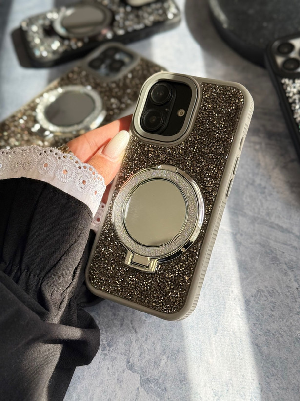 قاب کاور گارد Mirror Diamonds مگسیف آینه ای اکلیلی استند شو آیفون13 / آیفون 13 / iphone13 / iphone 13