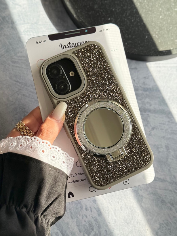قاب کاور گارد Mirror Diamonds مگسیف آینه ای اکلیلی استند شو آیفون13 / آیفون 13 / iphone13 / iphone 13