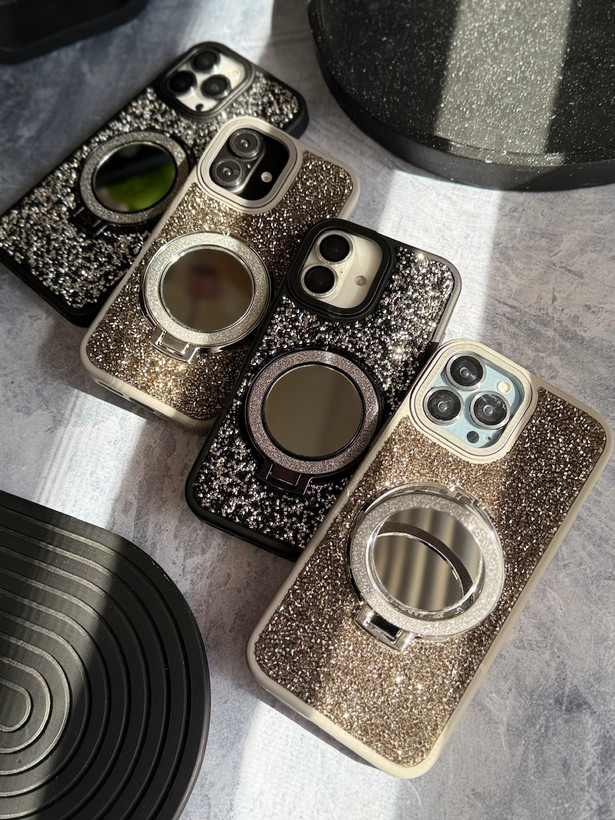 قاب کاور گارد Mirror Diamonds مگسیف آینه ای اکلیلی استند شو آیفون13 / آیفون 13 / iphone13 / iphone 13