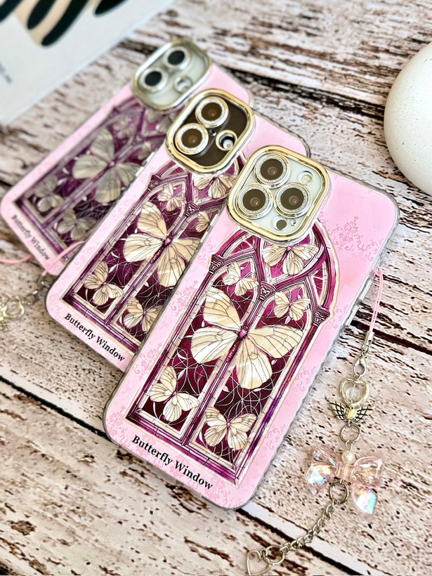 قاب کاور گارد Butterfly Window با آویز پروانه محافظ لنز دار آیفون 14 پرومکس / 14پرومکس / 14promax / 14 promax