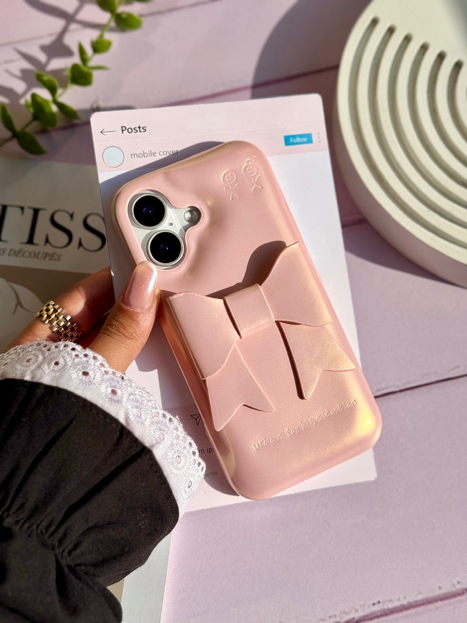 قاب کاور گارد پینکی پاپیون صورتی ribbon آیفون آیفون13 / آیفون 13 / iphone13 / iphone 13
