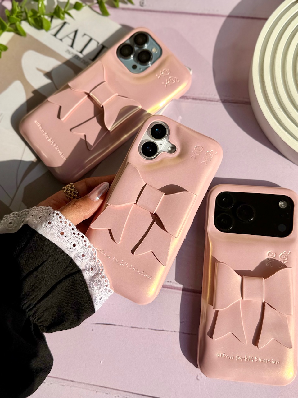 قاب کاور گارد پینکی پاپیون صورتی ribbon آیفون آیفون16 / آیفون 16 / iphone16 / iphone 16
